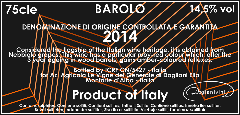 Monero 2014 Barolo Side Label